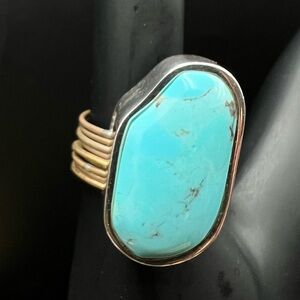 Barse Design Sterling, Bronze, Turquoise Cabochon Ring Sz 8